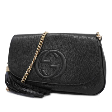 GUCCIAuth  Soho Shoulder Bag 536224 Women's Leather Shoulder Bag Black