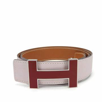 HERMES H Belt Constance Buckle 80cm M Engraved Leather Pink Gold Brown Reversible Double Sided Women's  belt buckle leather pink gold