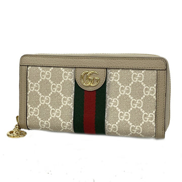 GUCCI Long Wallet GG Supreme Sherry Line Ophidia 523154 Leather Ivory Beige Ladies