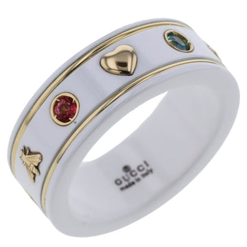 GUCCI Ring with Gemstone Icon Width approx. 7mm K18 Yellow Gold Ceramic No. 10 Women's