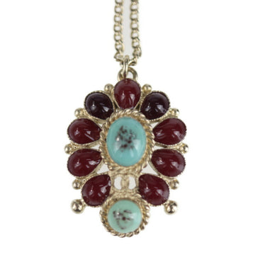 CHANEL necklace metal color stone gold blue Bordeaux here mark