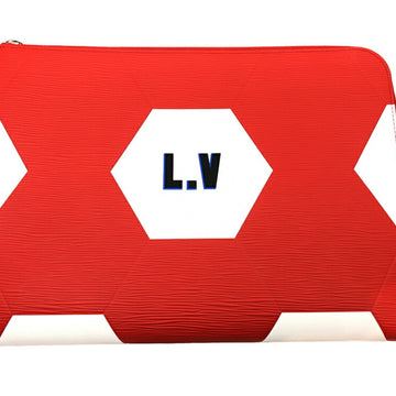 Louis Vuitton Pochette Jules GM Clutch FIFA Epi M63232 Second Bag Red x White Logo Leather Men's Series
