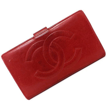 Chanel Gamaguchi Long Wallet Coco Mark A01429 Folded Lambskin 3rd CHANEL Red Ladies Men's Coin Purse coco
