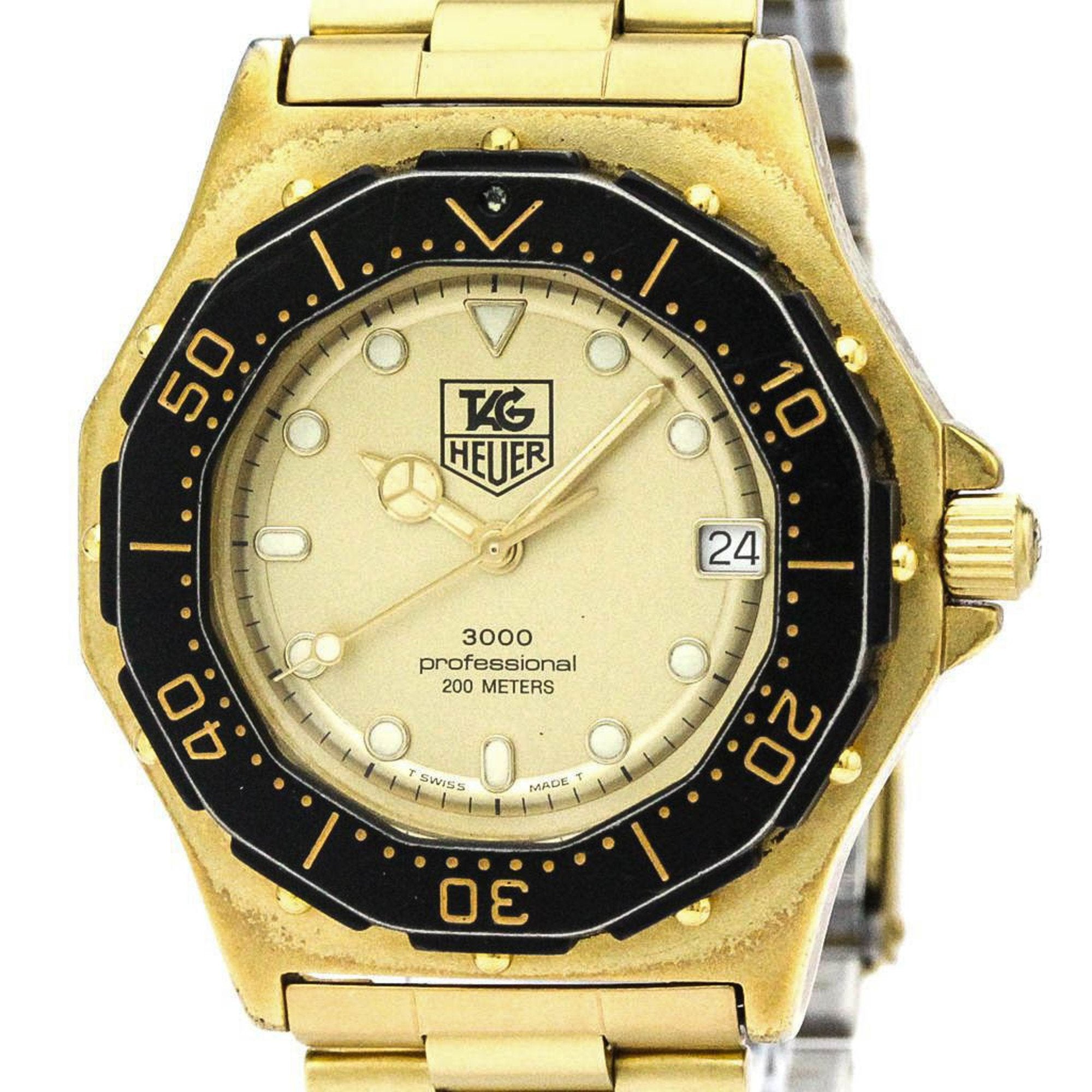 TAG HEUER 3000 Professional 200M Gold Plated Quartz Mens 