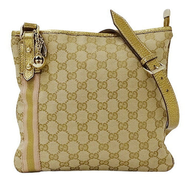 GUCCI bag ladies shoulder GG canvas leather beige gold 144388