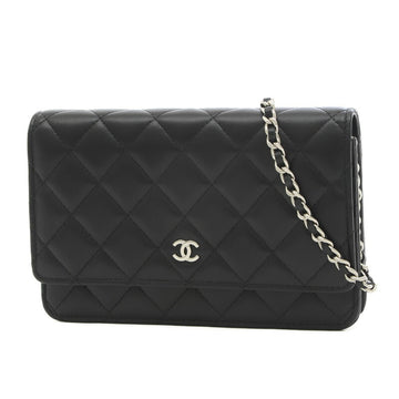 CHANEL Matelasse Classic Chain Wallet Long Lambskin Black AP0250