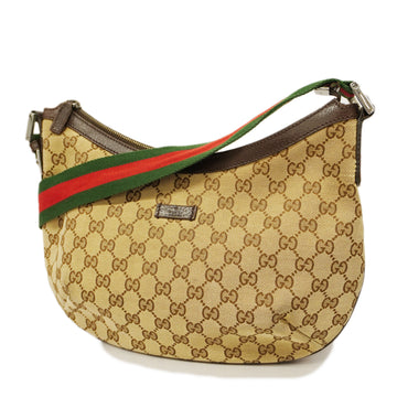 GUCCIAuth  Sherry Line 181092 GG Canvas Shoulder Bag Beige,Brown