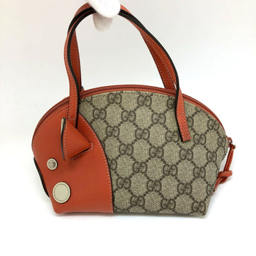 GUCCI handbag GG pattern 271093 PVC leather beige orange pig ladies