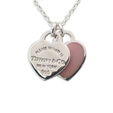 TIFFANY 925 pink enamel return to double heart tag pendant