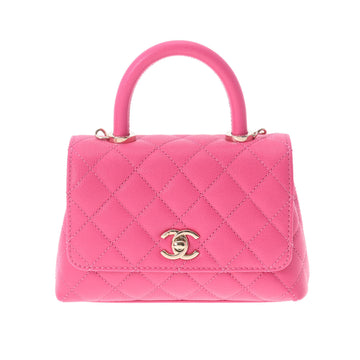 CHANEL matelasse chain shoulder pink ladies caviar skin bag