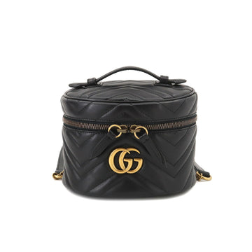 GUCCI GG Marmont Mini Backpack Rucksack Leather Black 598594 Gold Metal Fittings