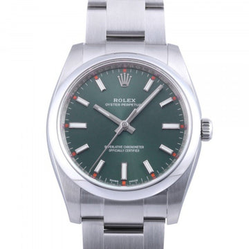 ROLEX Oyster Perpetual 114200 olive green dial used watch men's