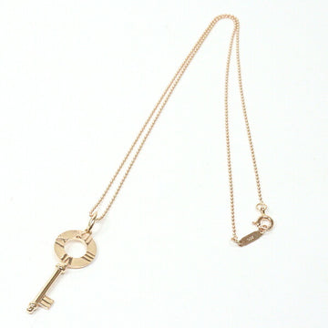 TIFFANY&Co. Atlas Key Pendant Rose Gold K18PG 750 Necklace Pink Roman Numeral Ball Chain Finished