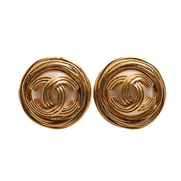 CHANEL Pearl Coco Mark Earrings Gold Ladies