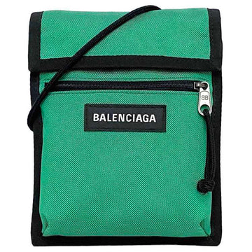 BALENCIAGA shoulder bag phone green black 5322989 canvas leather  pochette sacoche ladies