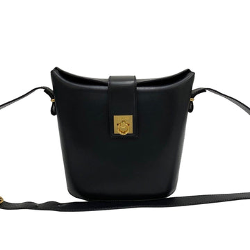 CELINE Vintage Ring Hardware Calf Leather Genuine Mini Shoulder Bag Pochette Navy 28060