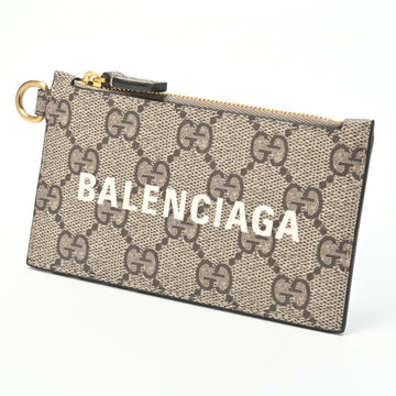 GUCCI x Balenciaga Hacker Project Neck Strap Coin Card Holder / Case 681706 GG Supreme Beige