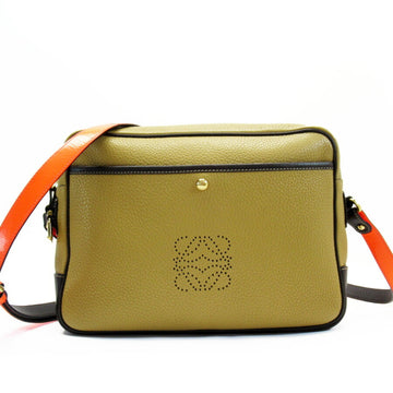 Loewe Shoulder Bag Anagram Brown Orange Leather Patent