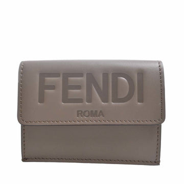 FENDI Leather Micro Trifold Wallet 8M0395 Greige Ladies