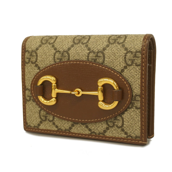 Gucci Horsebit 1955 card case wallet in GG Supreme/brown