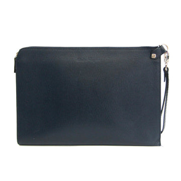 SALVATORE FERRAGAMO FZ-24 9406 Men's Leather Clutch Bag Navy