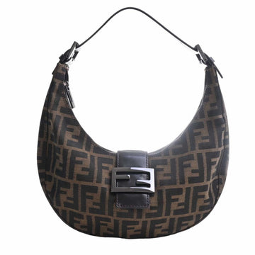 FENDI Canvas Leather Zucca One Shoulder Bag Brown Ladies