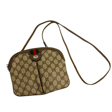 GUCCI Vintage Sherry Line GG Logo Pattern Leather Genuine Mini Shoulder Bag Pochette Brown