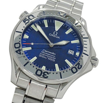 OMEGA Seamaster 2255.80 Watch Men's 300m Professional Chronometer Date Automatic Winding AT Stainless Steel SS Silver Blue Overhauled/Polished