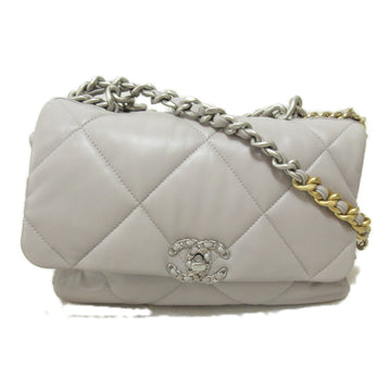CHANEL ChainShoulder Gray Lambskin [sheep leather] AS1161