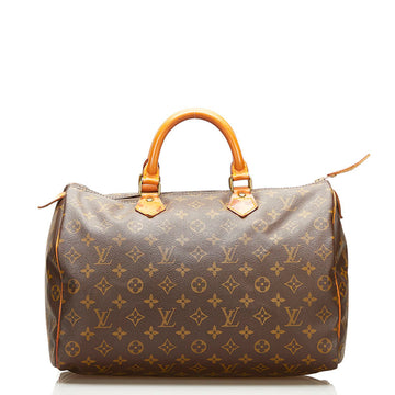 LOUIS VUITTON Monogram Speedy 35 Handbag Boston Bag M41524 Brown PVC Leather Ladies