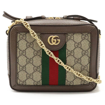 GUCCI Ophidia GG Supreme Sherry Line Chain Shoulder Bag Handbag PVC Leather Beige Brown 602576