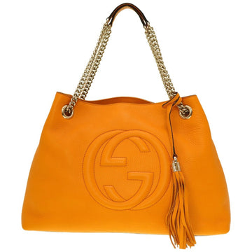 GUCCI Soho Chain Shoulder Bag Interlocking G 308982 Leather Orange