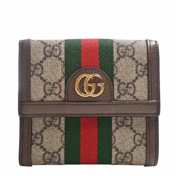 GUCCI Ophidia GG Supreme French Flap W Wallet 523173 Beige/Brown