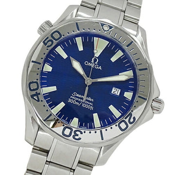 OMEGA Seamaster 2265.80 Watch Men's 300m Date Quartz Stainless Steel SS Silver Blue Polished