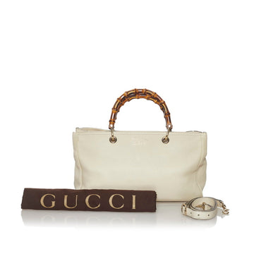 Gucci Bamboo Handbag Shoulder Bag 323660 Ivory Leather Ladies GUCCI