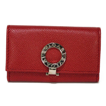 BVLGARI Key Case Bulgari Chain Bifold Flap 6 Logo Clip Red 33742 Men Women