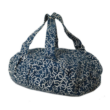 CHANEL Gram Mini Boston Bag Canvas Handbag Coco x No5 Pattern Navy Ladies KS B Rank