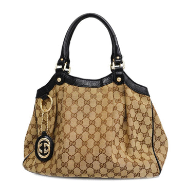 GUCCI tote bag GG canvas 211944 brown beige gold hardware ladies