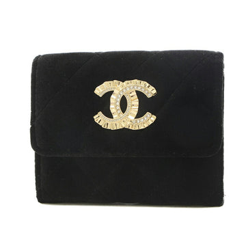 CHANEL Matelasse Cocomark Coin Case Velor Black