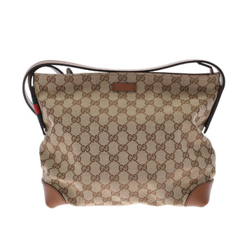 Gucci GG Pattern Beige 337598 Ladies Canvas/Leather Shoulder Bag