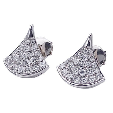 Bvlgari Earrings Women's Diamond 750WG K18 White Gold Diva's Dream Polished