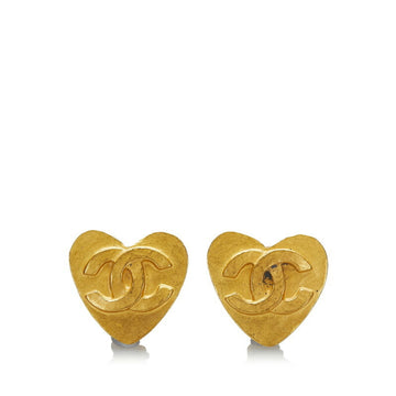 CHANEL coco mark heart earrings gold plated ladies