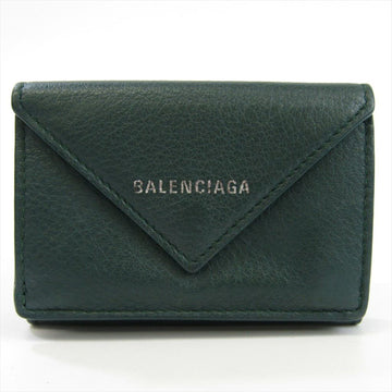 Balenciaga Unisex Leather Wallet (tri-fold) Green