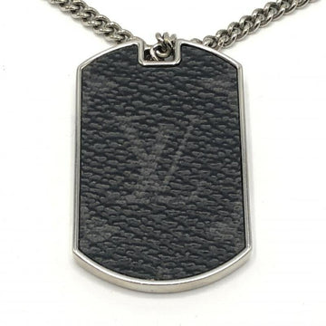 LOUIS VUITTON Collier Plaque Necklace M63640 Monogram Eclipse Black