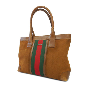 Gucci Sherry Line 33890 Women's Suede Tote Bag Brown