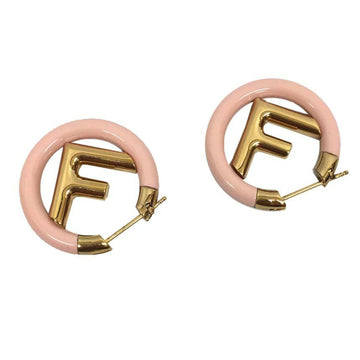 Fendi Earrings FF F is Gold x Pink Women's
