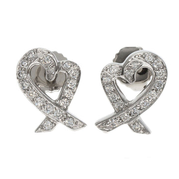TIFFANY Loving Heart Diamond Earrings Platinum PT950 Women's &Co.