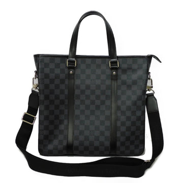 LOUIS VUITTON Tote Bag Tadao PM Logo Black Handbag 2WAY Shoulder Damier Graphite Noir N41259 Men's