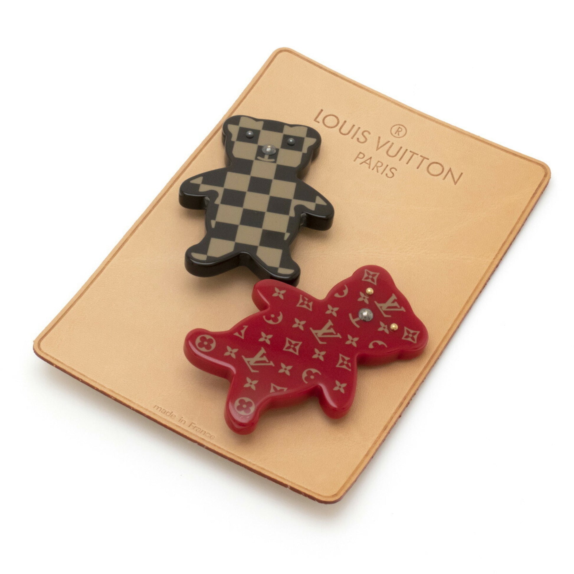 LOUIS VUITTON Monogram Teddy Bear & Turtle Pins Brooches Set Unused!!