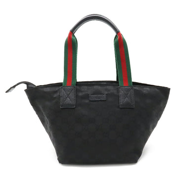 GUCCI GG Nylon Sherry Line Tote Bag Handbag Canvas Leather Black Red Green 131228